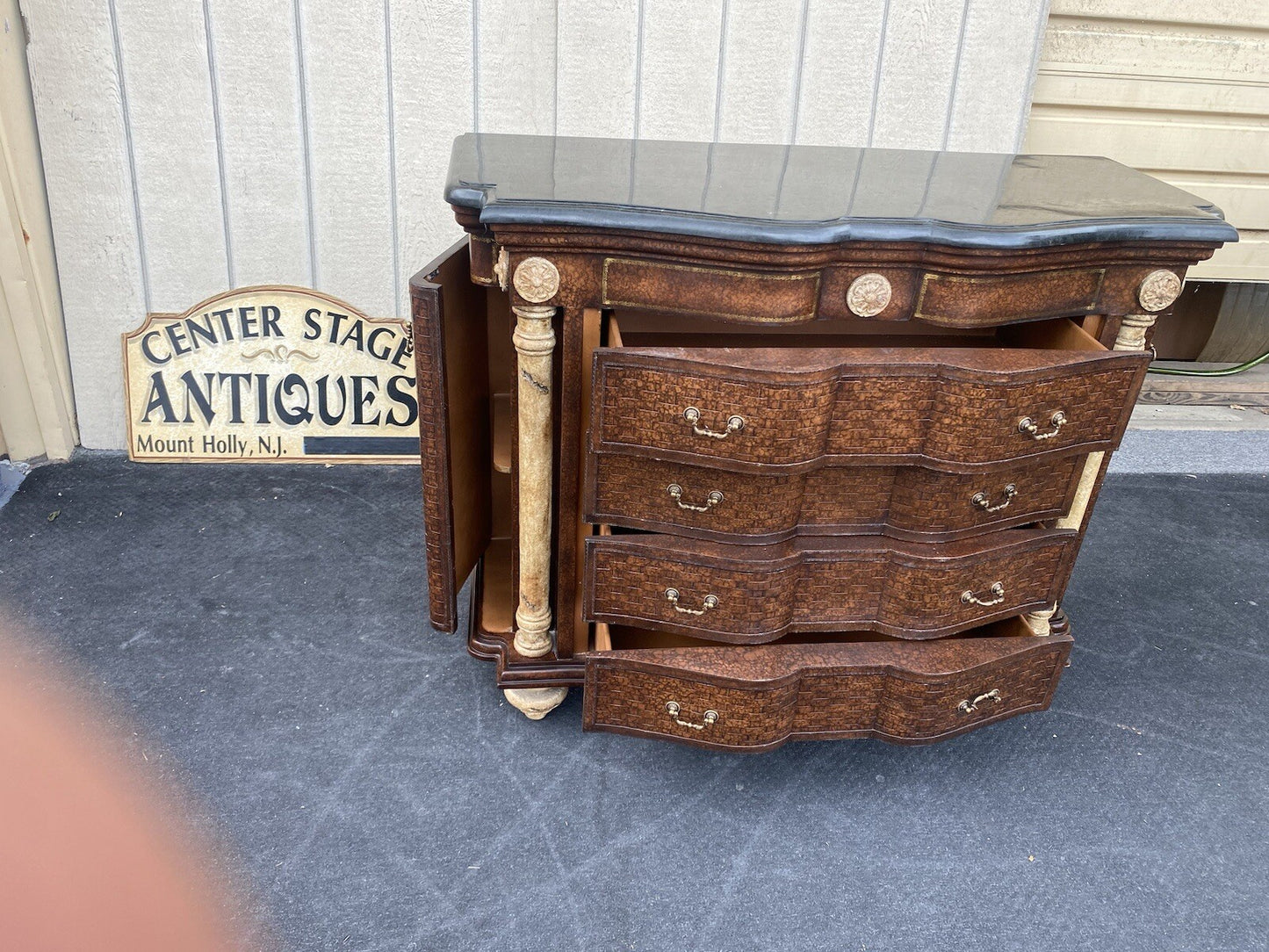 64591 Marble Top Server Chest Sides Open