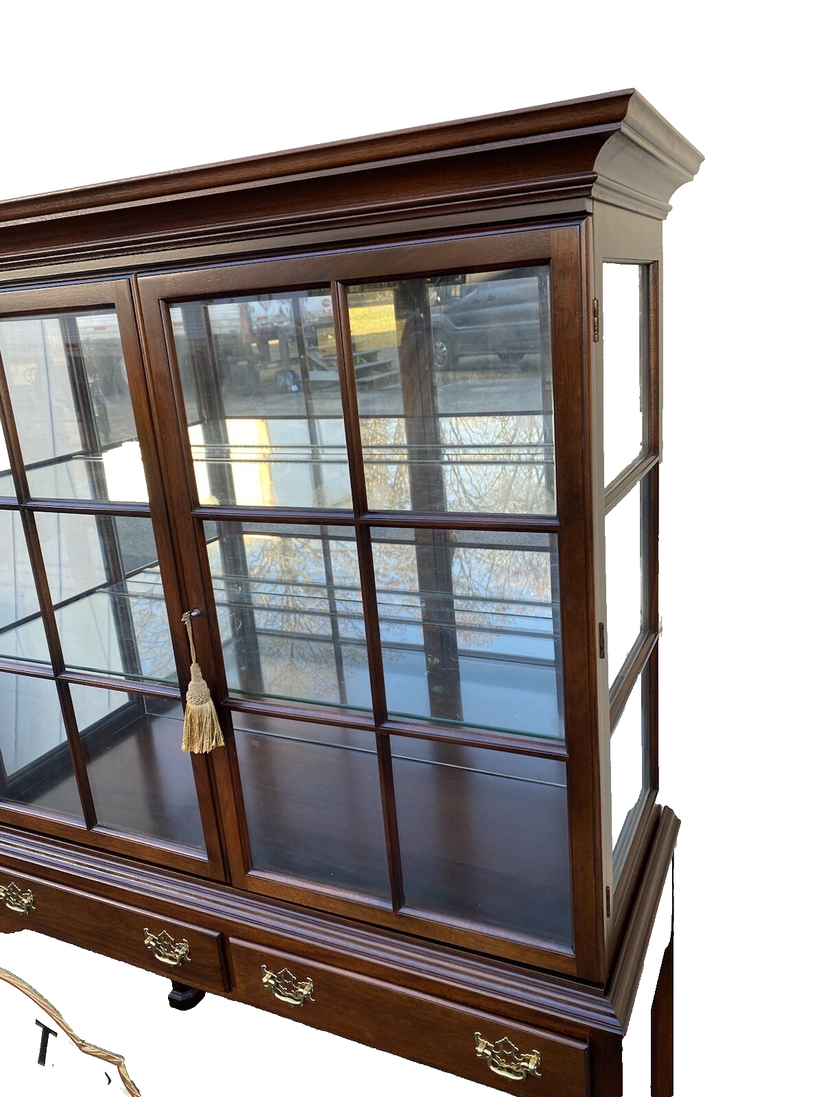 64966 Quality 2 piece Lighted Curio Cabinet China Cabinet w/ Drawers