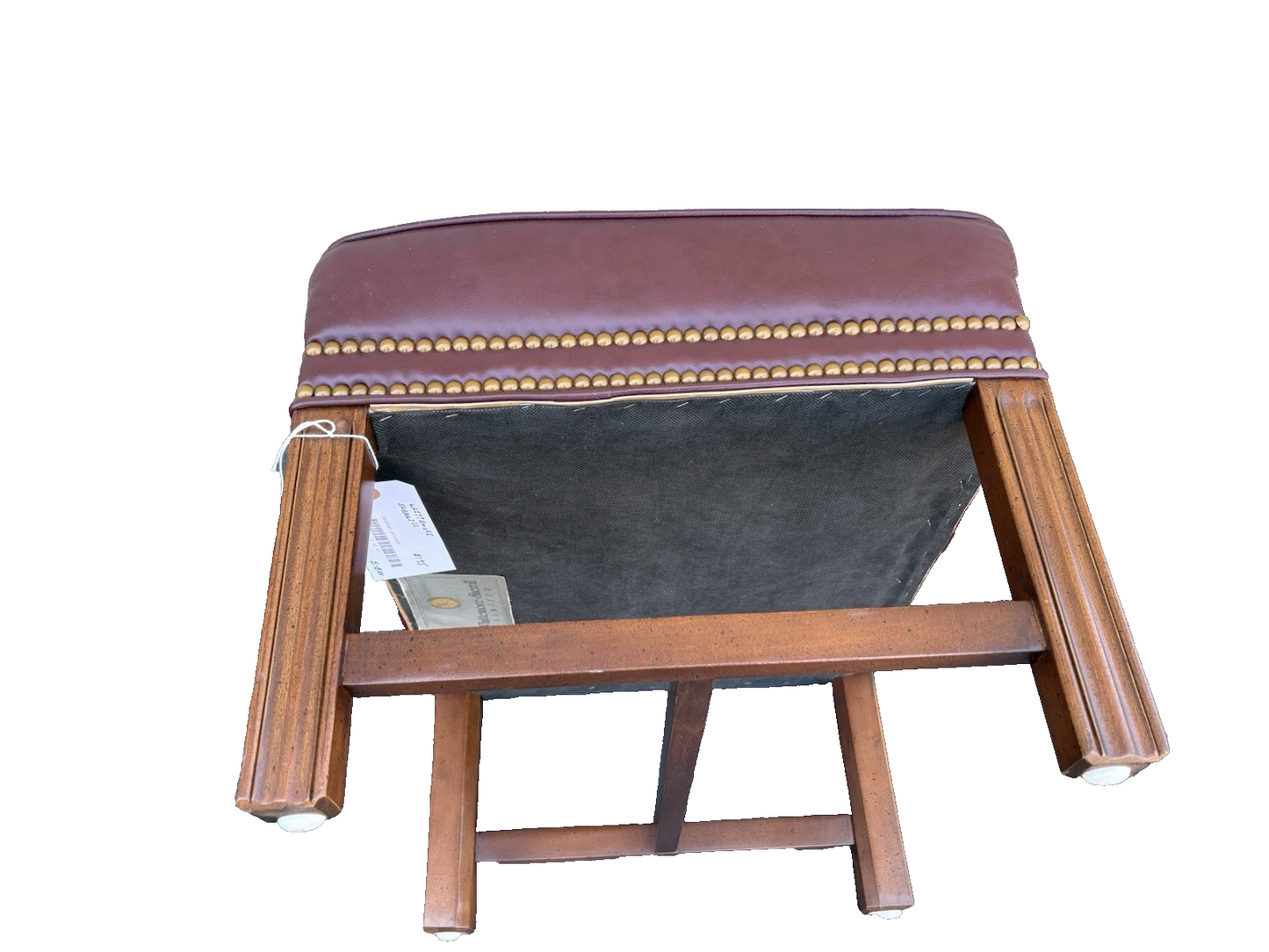 66935 WHITTEMORE SHERRILL Leather Ottoman Footstool Stool Bench