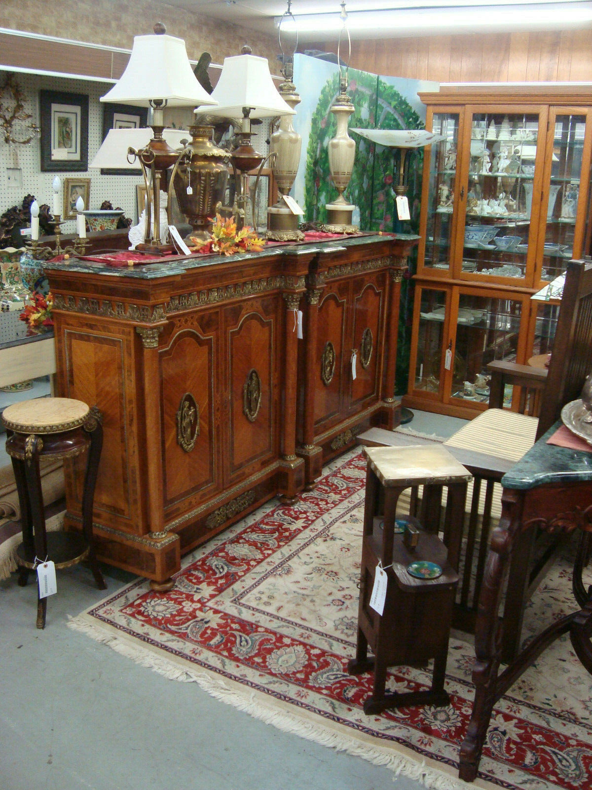 52179 Tommy Bahama ?? 3 SECTION Curio Cabinet Wicker Wall Unit Bookcase