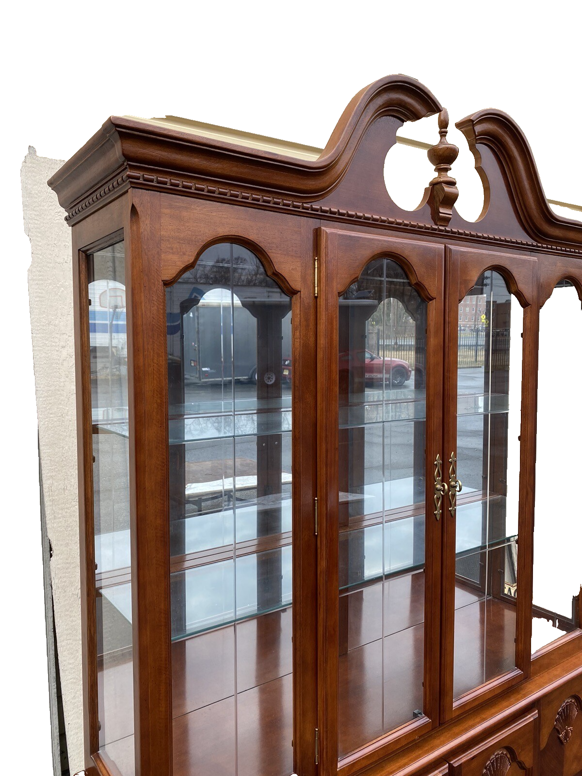 63968 Fancy Mahogany 2 piece China Cabinet Breakfront