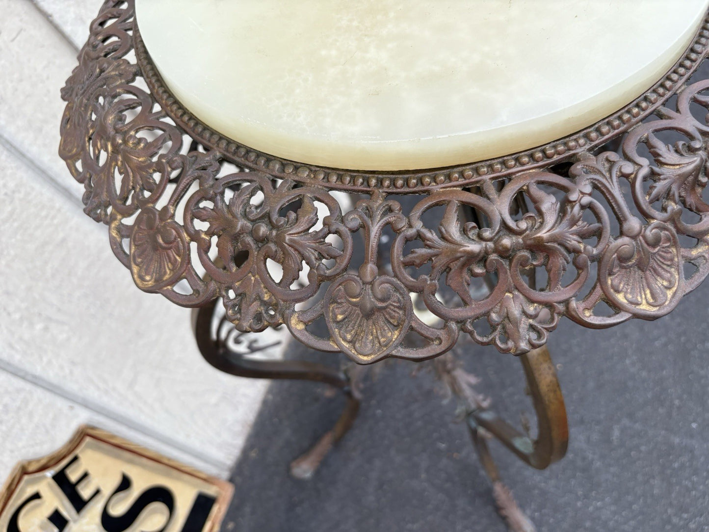 66828 Antique Victorian Marble Top Lamp Table Stand
