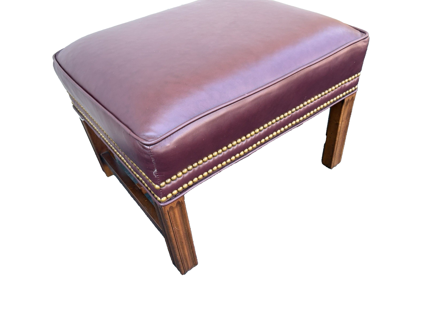 66935 WHITTEMORE SHERRILL Leather Ottoman Footstool Stool Bench