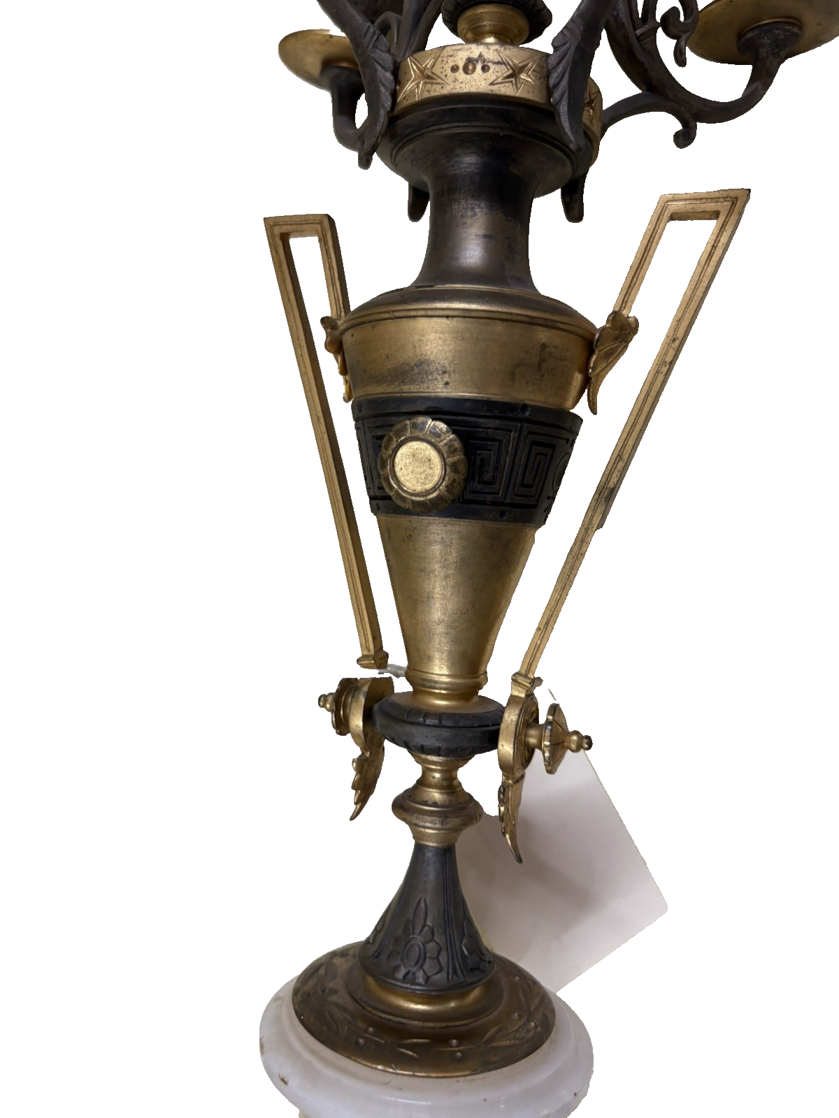50584 Custom Hand Made Antique Bronze + Onyx Table Urn Lamp QUALITY Rare Find