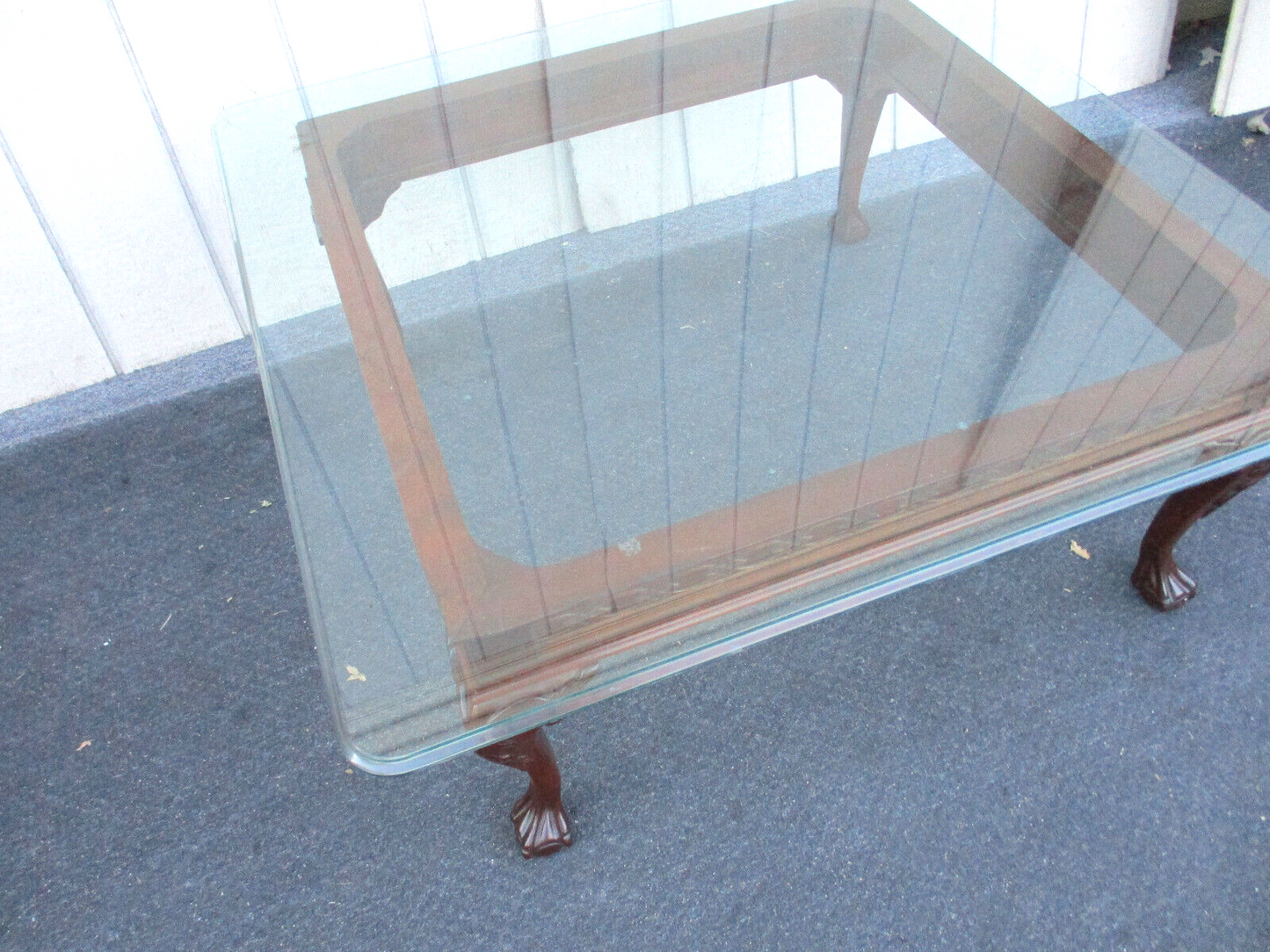 63903 Solid Mahogany Chippendale Glass Top Coffee Table Stand