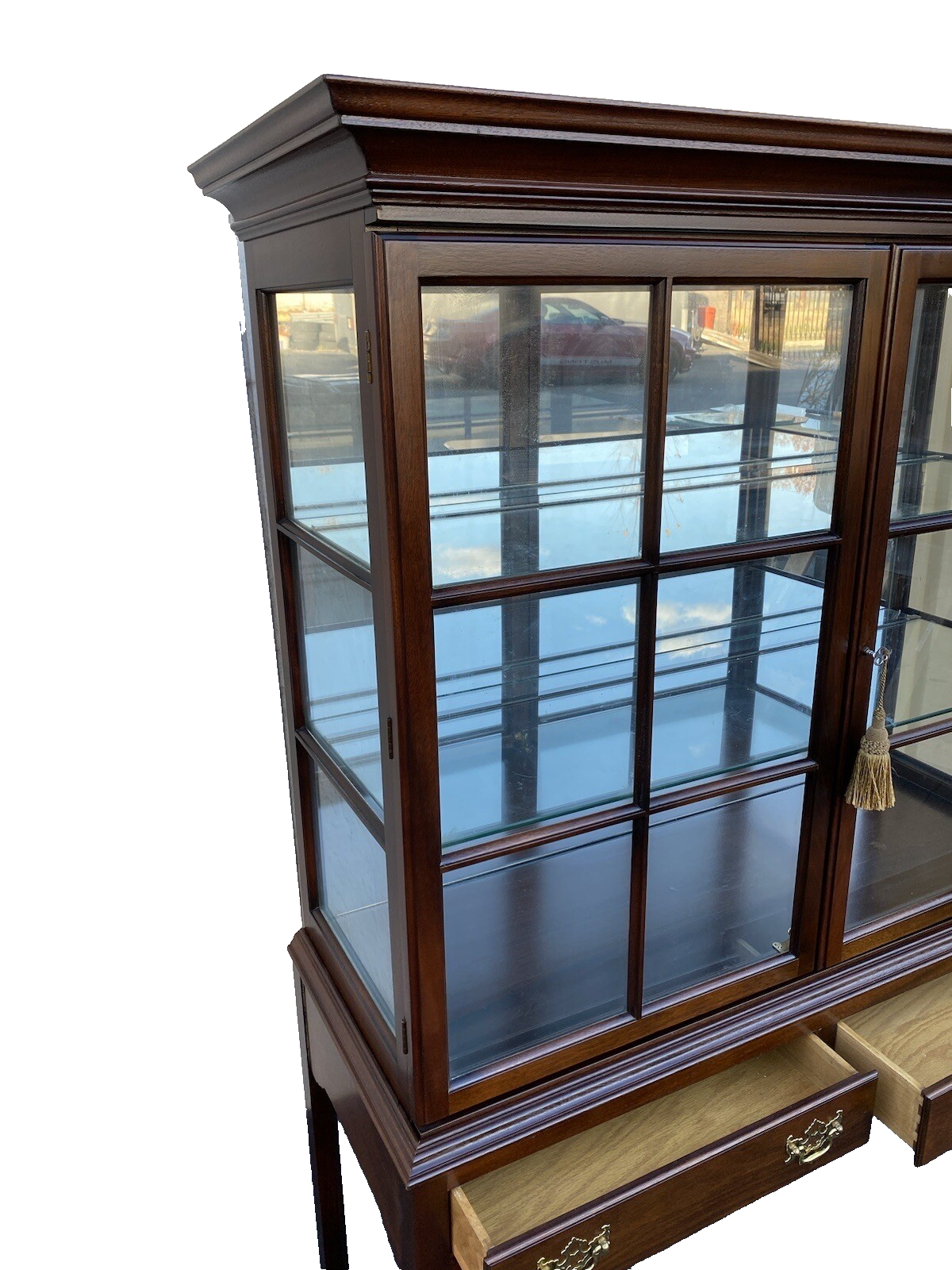 64966 Quality 2 piece Lighted Curio Cabinet China Cabinet w/ Drawers