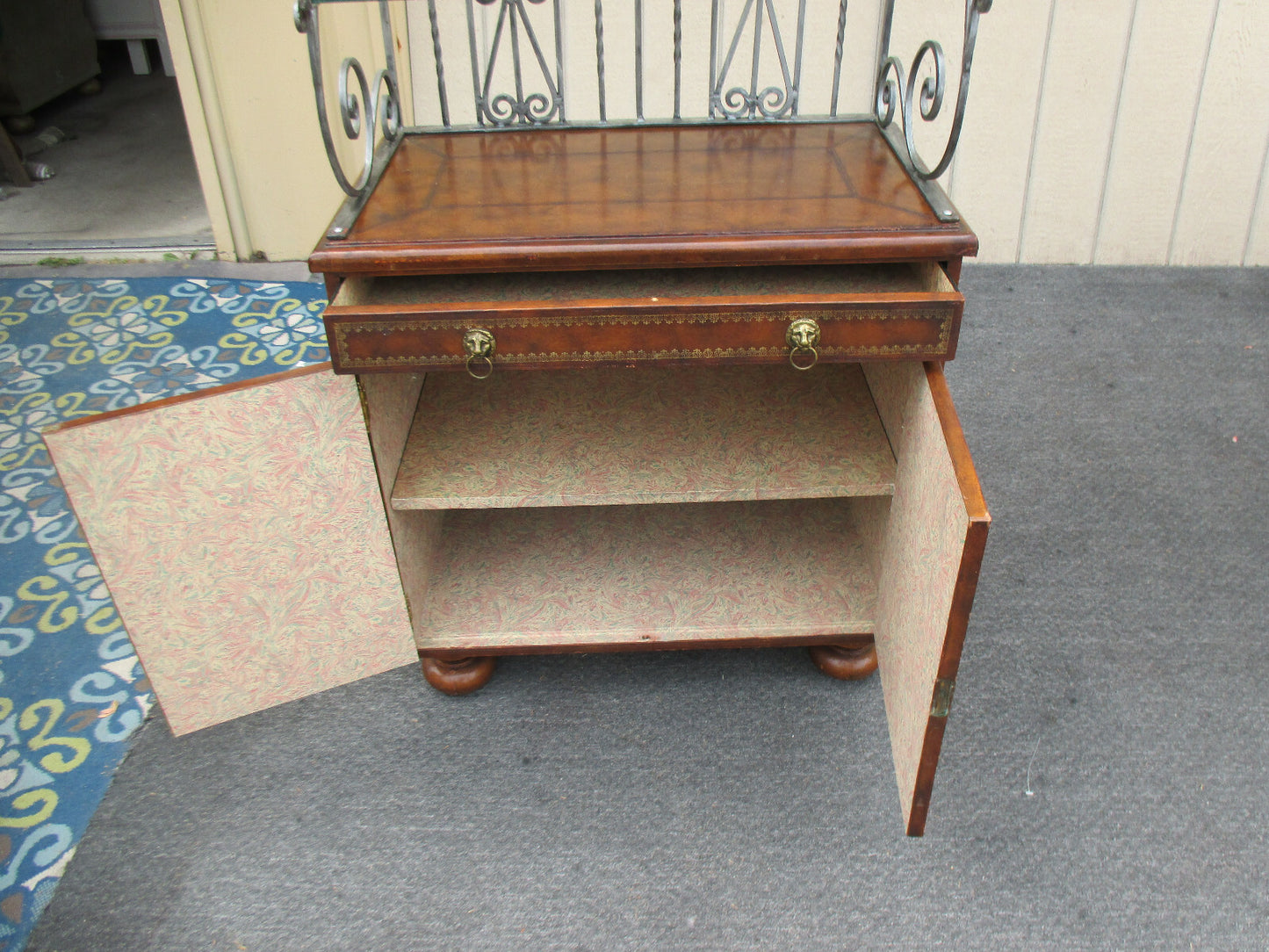 63008 Wrought Iron Bakers Rack Kitchen Cabinet Curio Etergie