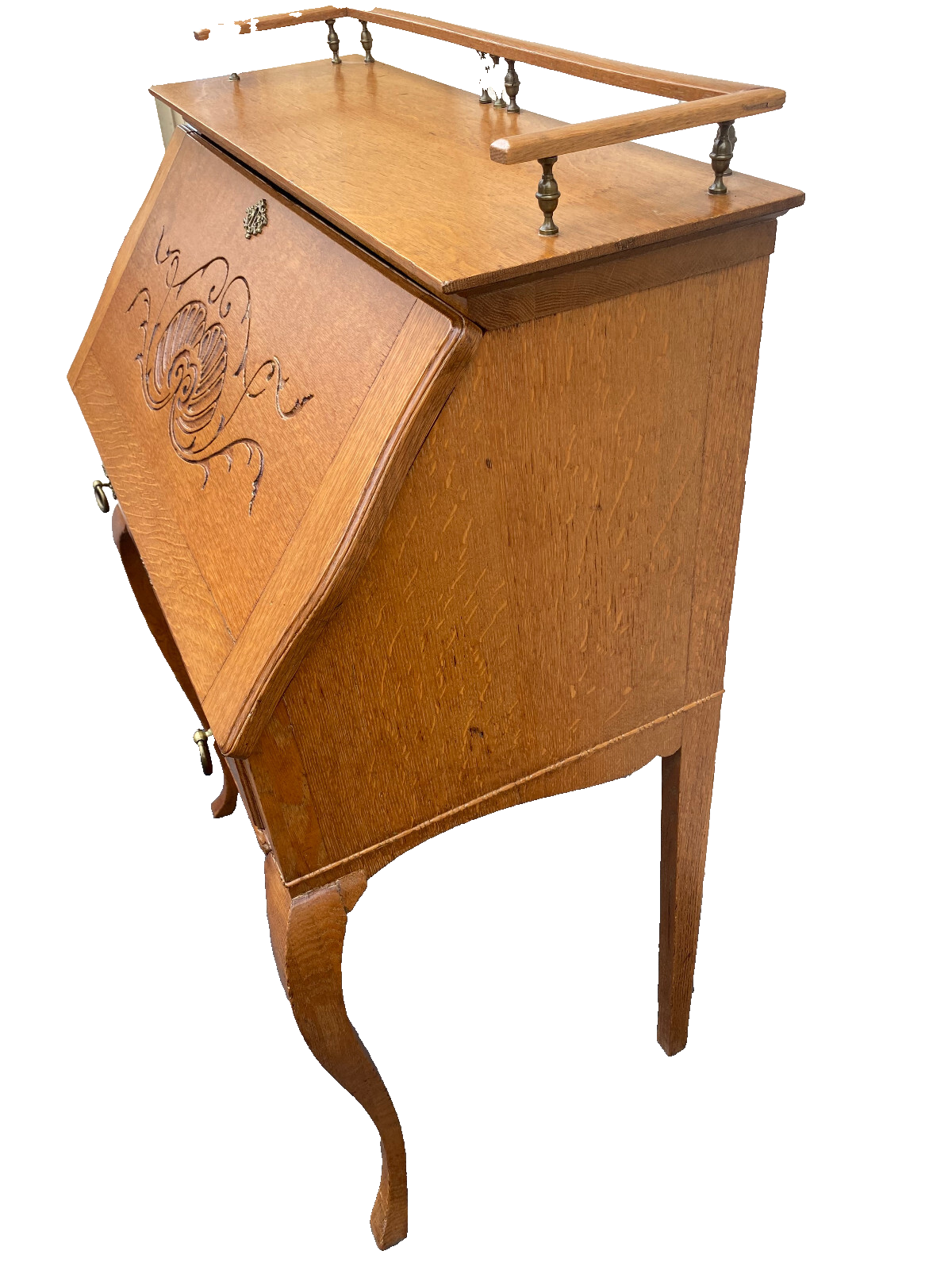 64479 Antique Victorian Oak Slantfront Office Desk