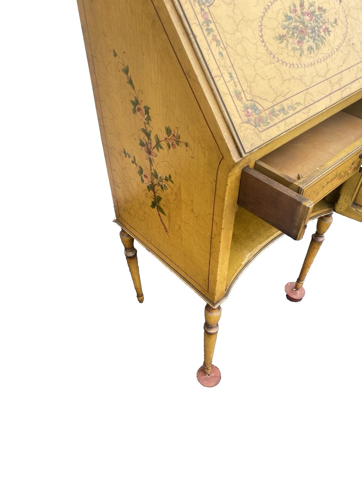 66525 Decorator Hand Painted Secretary Desk with Bookcase Top