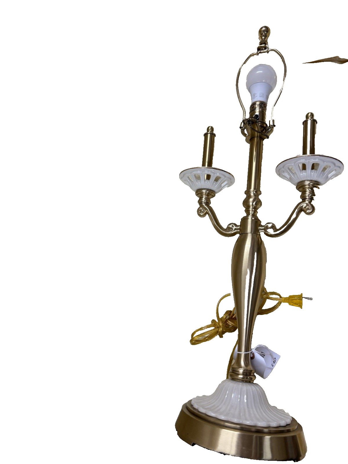66559 Lenox Quoizel Candelabra Table lamp Ivory & Gold Porcelain Solid Brass