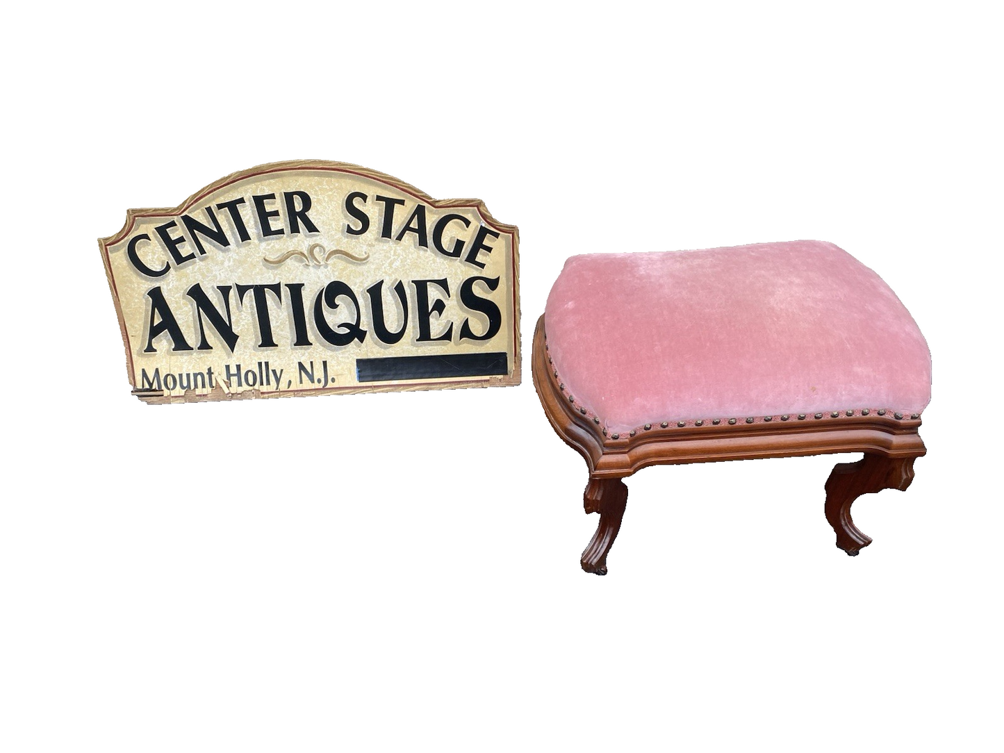 00001 Antique Victorian Walnut Footstool Ottoman Stool
