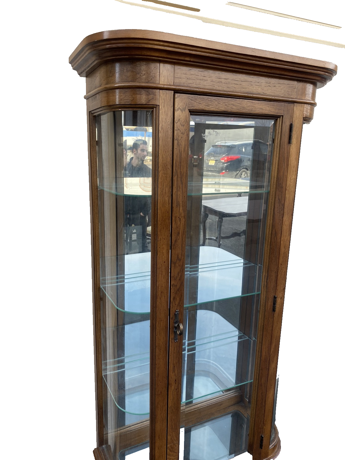 66240 Modern Pulaski Furniture Bow Glass Curio with Beveled Glass Front panels