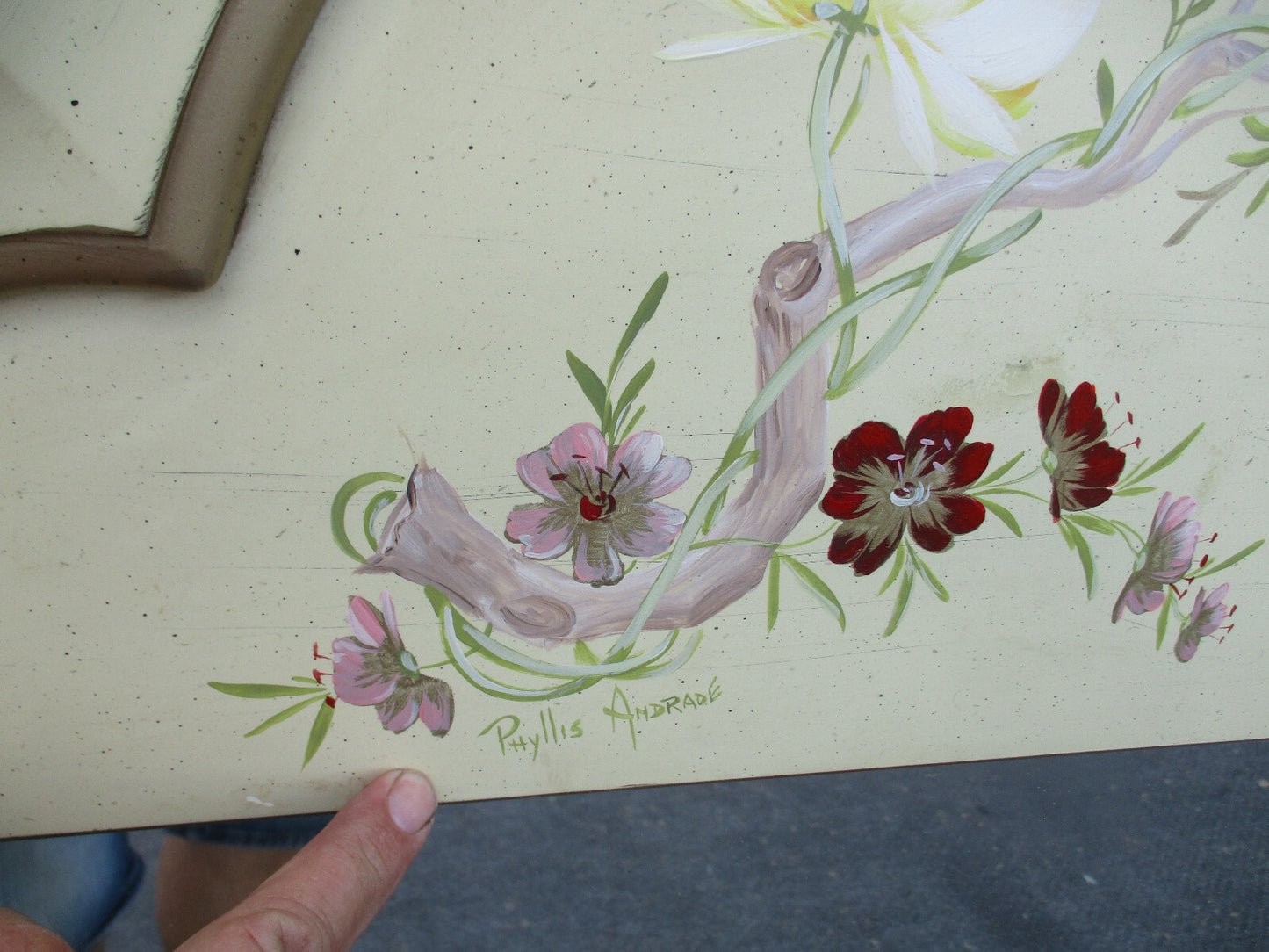 63272 Hand Painted Artist Signed Tall Decorator Mirror Quality Made