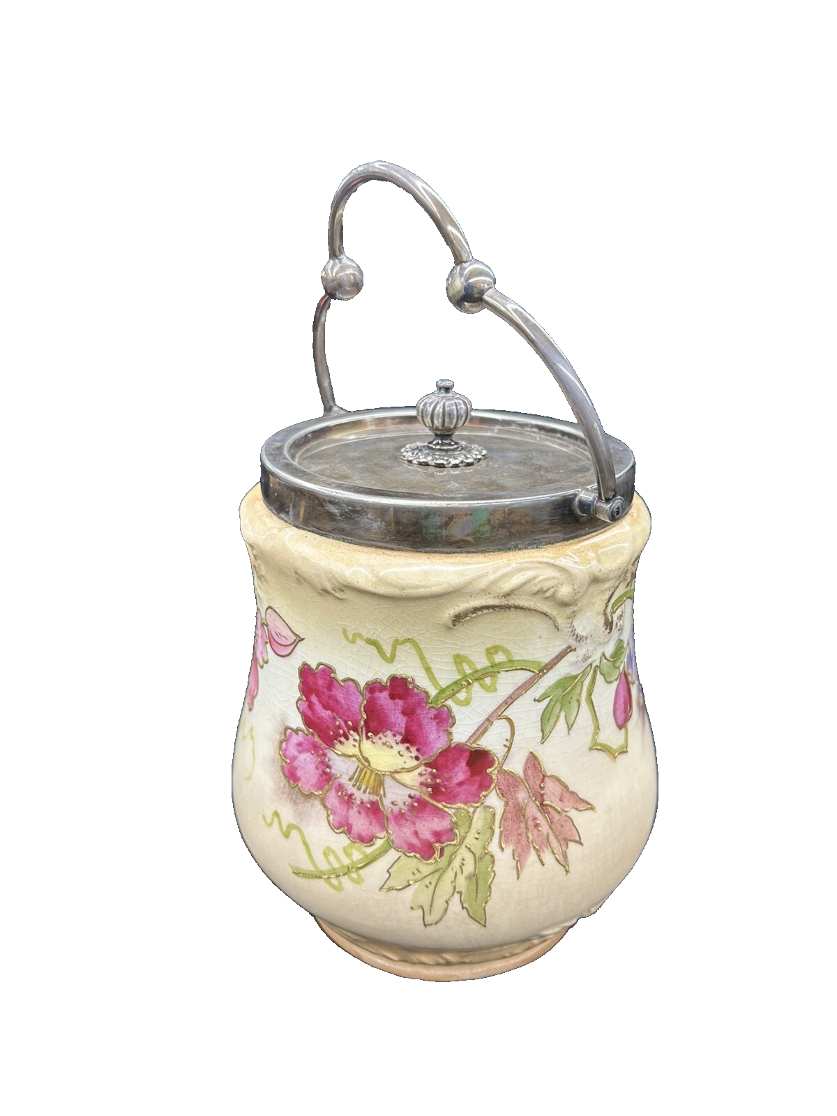 COL 01 - Antique Royal Bonn Silver Lid And Handle Biscuit Jar
