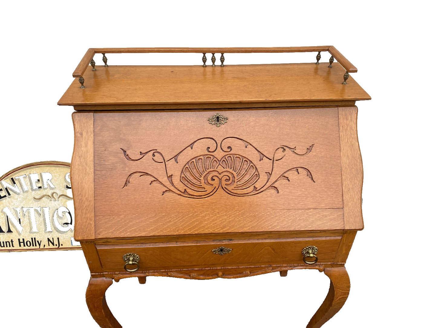 64479 Antique Victorian Oak Slantfront Office Desk