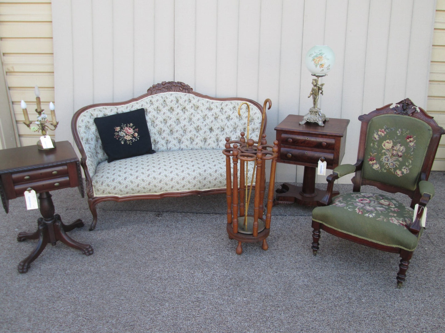 60853 Set 4 Romantic Shabby Dining Chairs