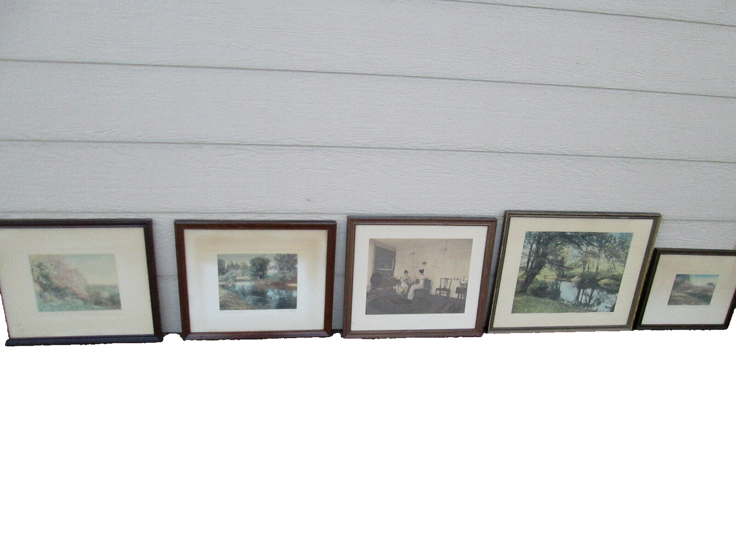 ART-WN WALLACE NUTTING "The Swimming Pool" HAND TINTED SIGNED FRAMED PRINT