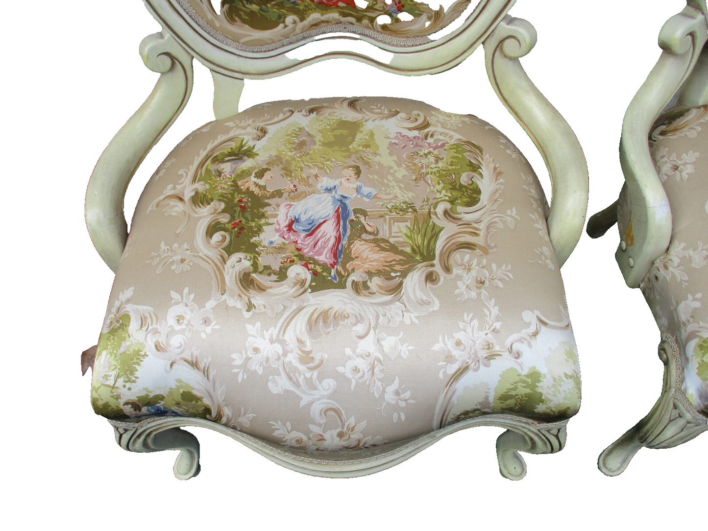 64365 Pair Hand Made French Country Chair SILK Fabric STATESVILLE Chair