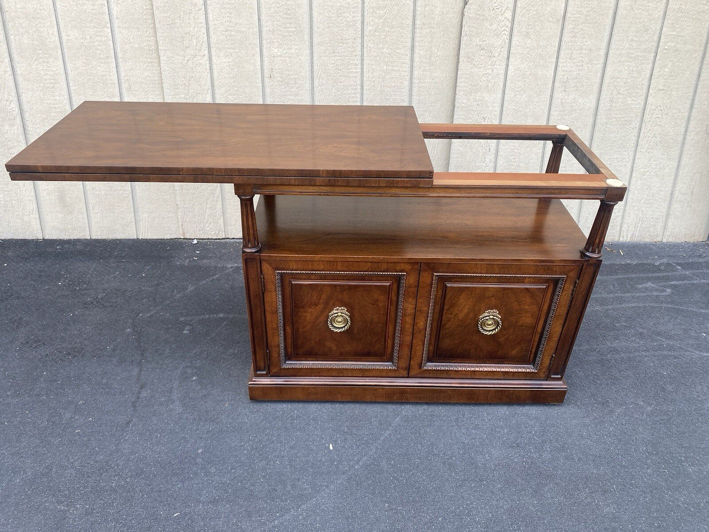 65704 Quality Mahogany Flip Top Bar Cart Server Cabinet