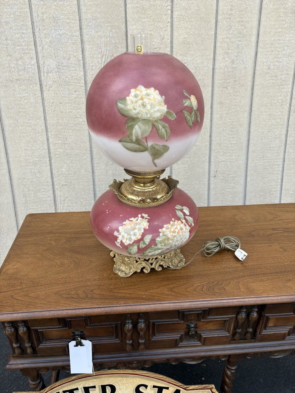 66594 Antique Gone With The Wind Electrified Oil Lamp