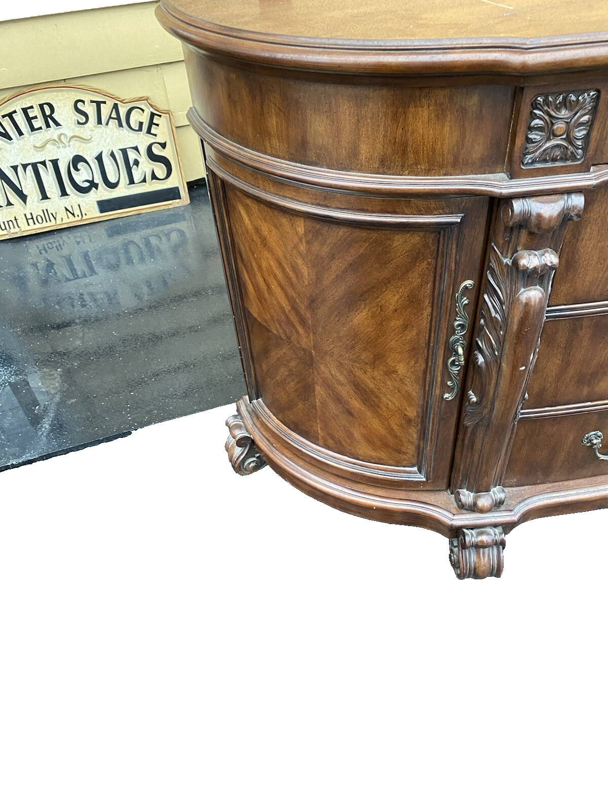 66397 Large Bow Glass PULASKI 2 Piece Curio Cabinet