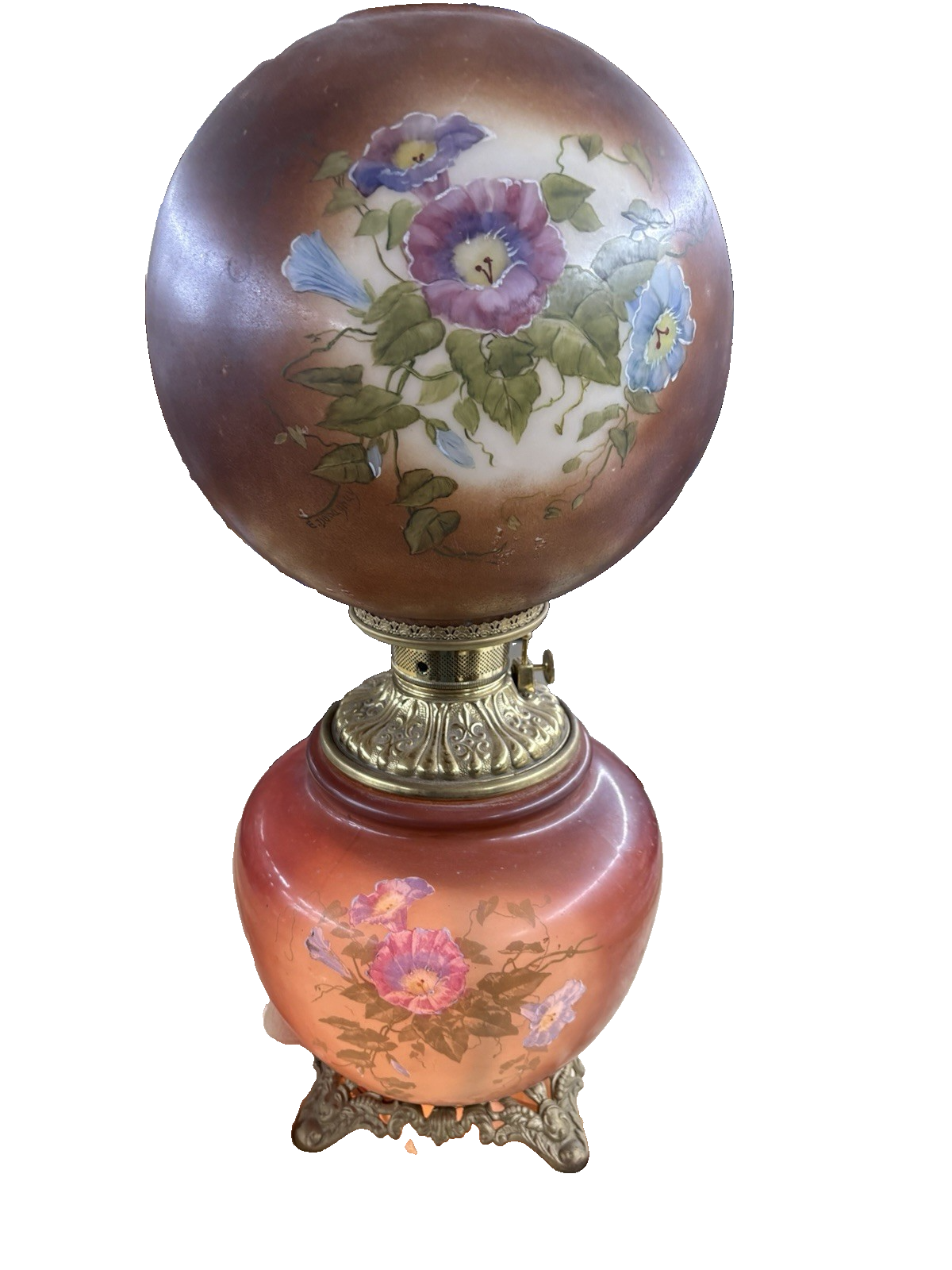 66592 Antique Gone with The Wind Electrified Oil Lamp
