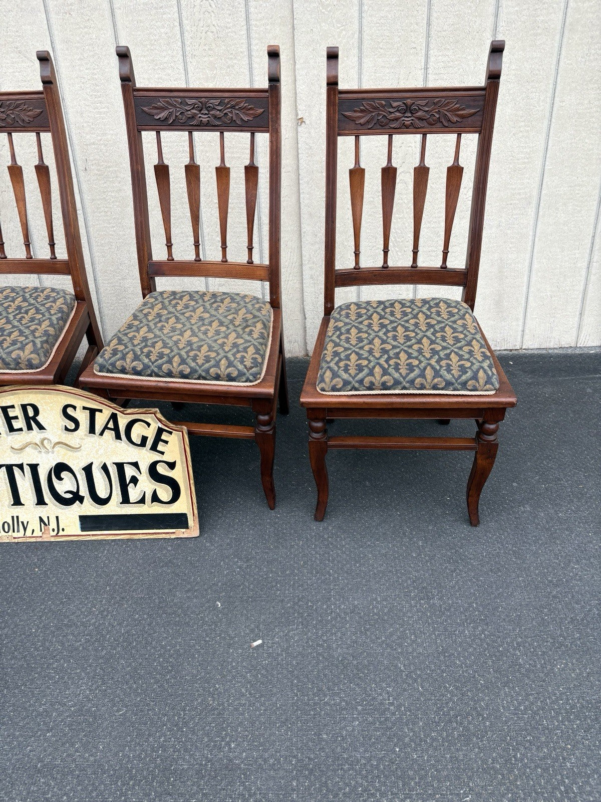 66466 Set 4 Victorian Walnut Custom Hand Made Dining Chairs Chair s