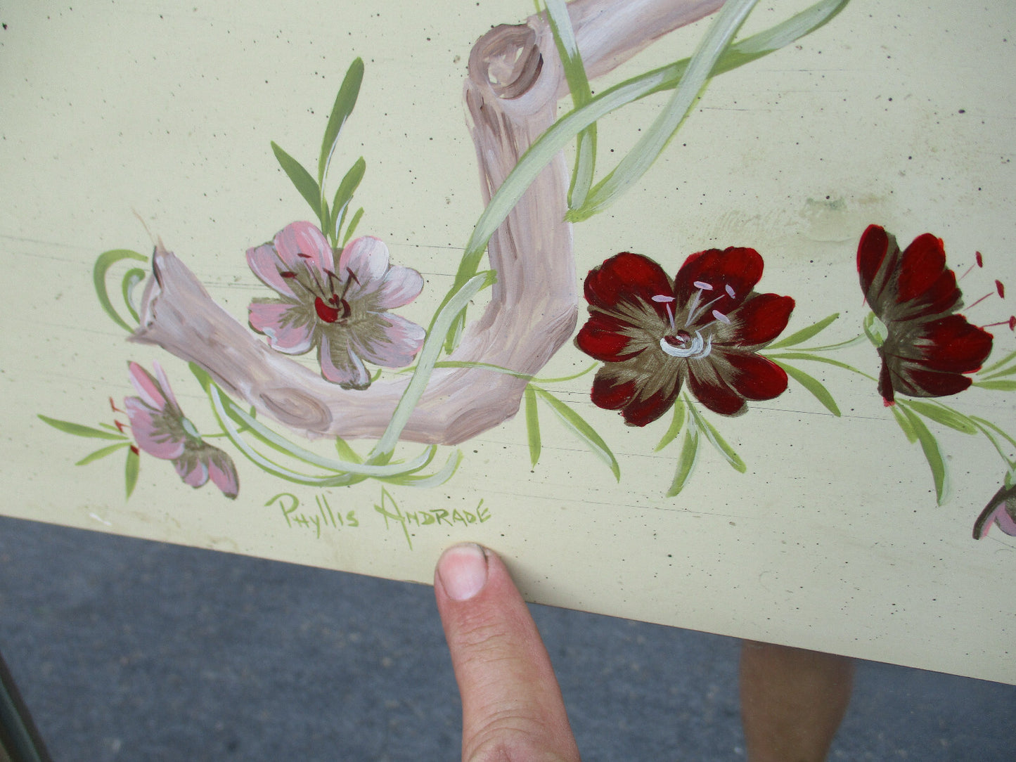 63272 Hand Painted Artist Signed Tall Decorator Mirror Quality Made