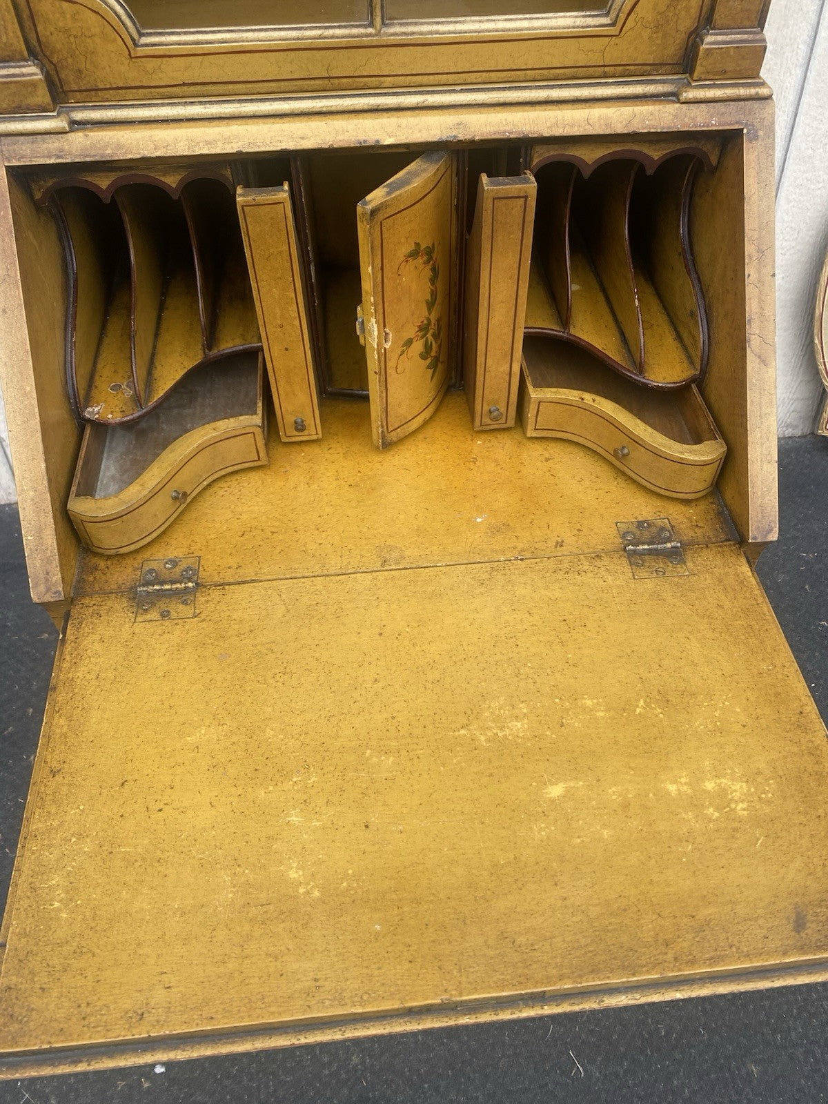 66525 Decorator Hand Painted Secretary Desk with Bookcase Top