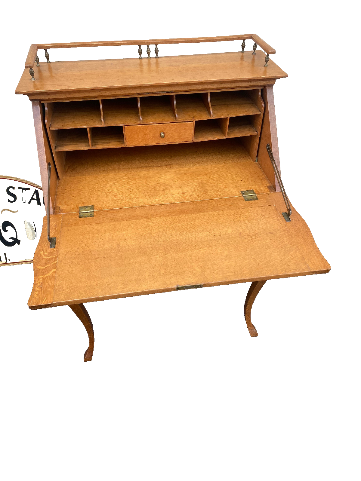 64479 Antique Victorian Oak Slantfront Office Desk