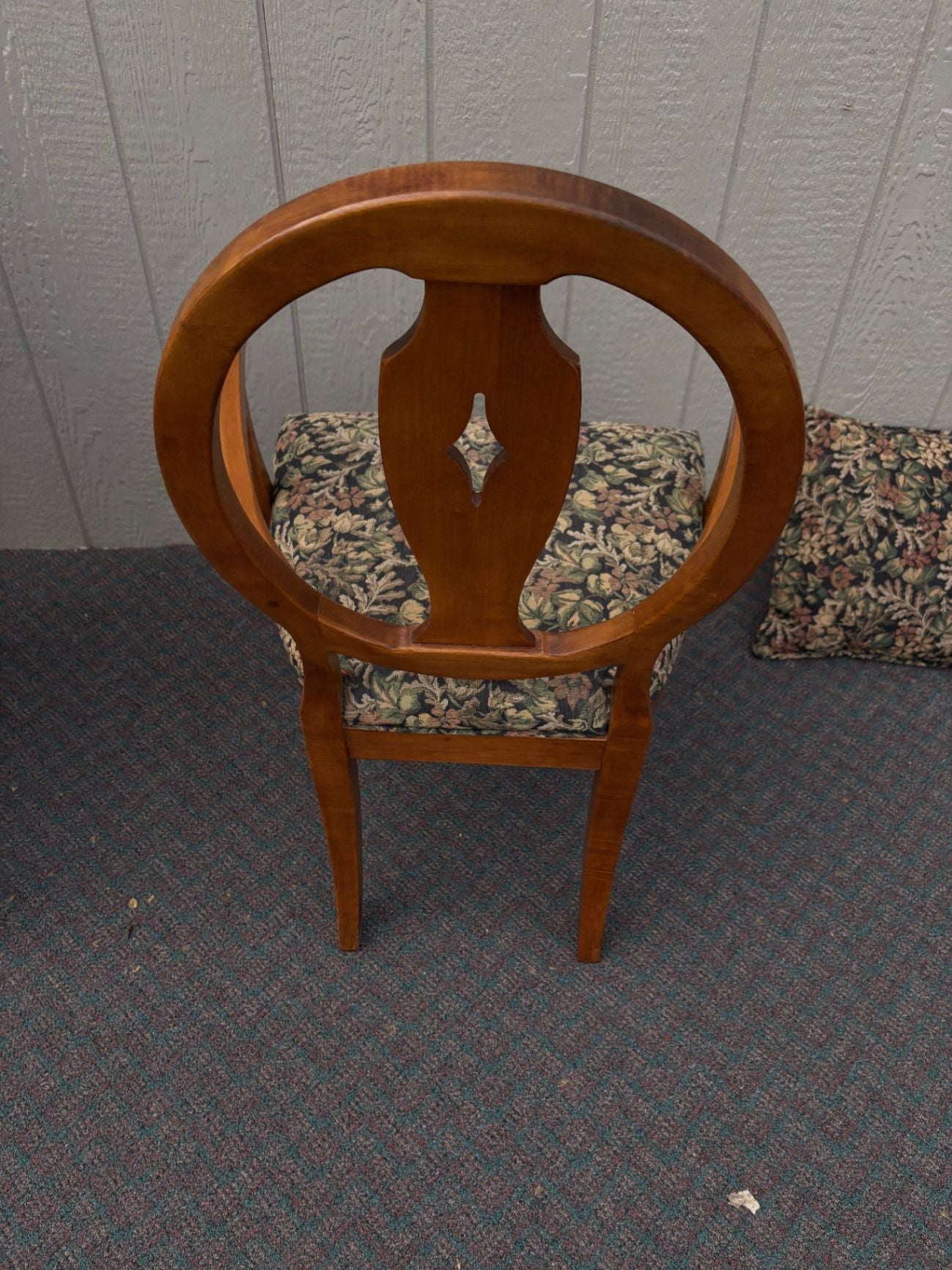 67667 Pair of Ethan Allen Shield Back Armchairs with Floral Upholstery