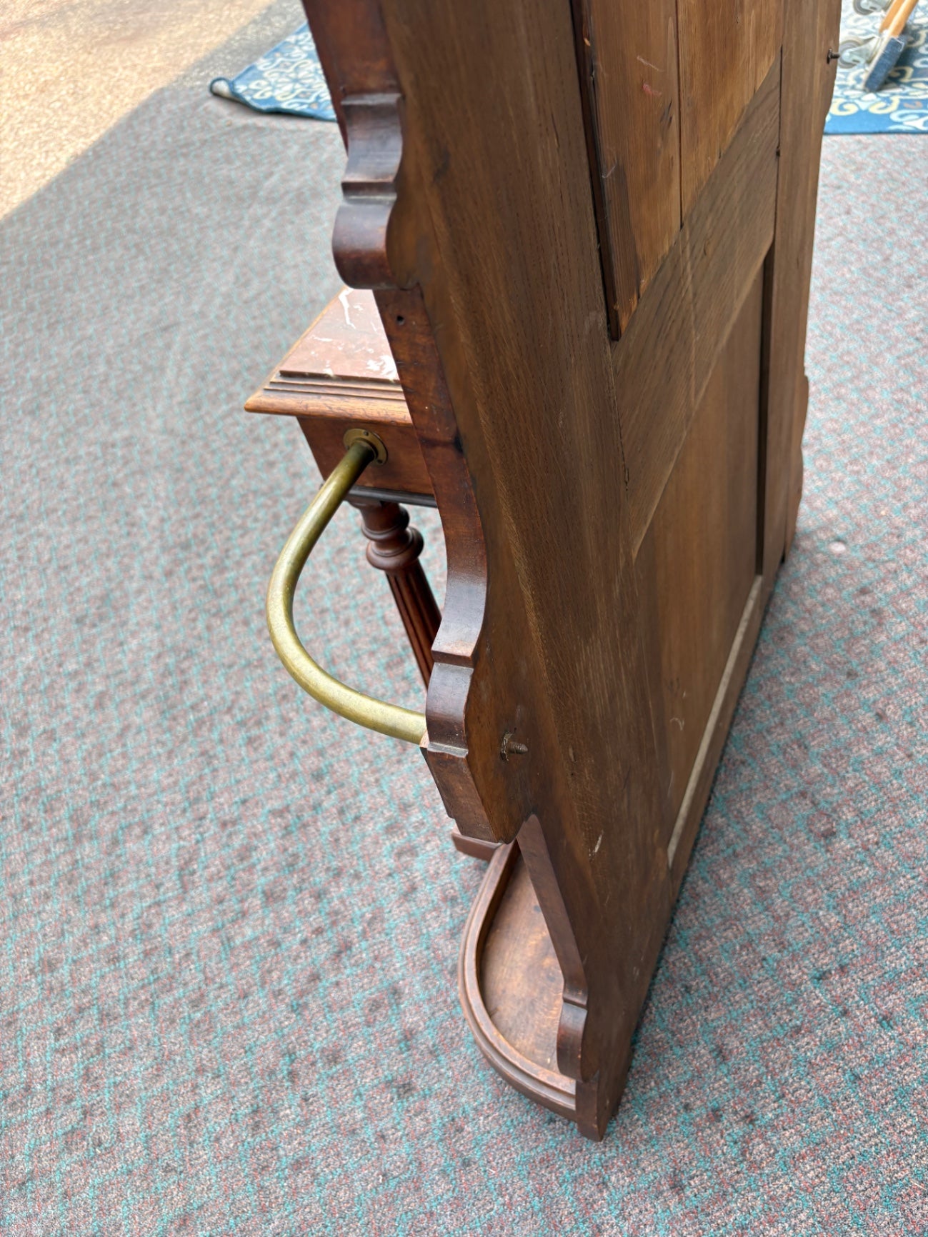 67570 Victorian Hall Tree Hatrack with Mirror and Marble Shelf