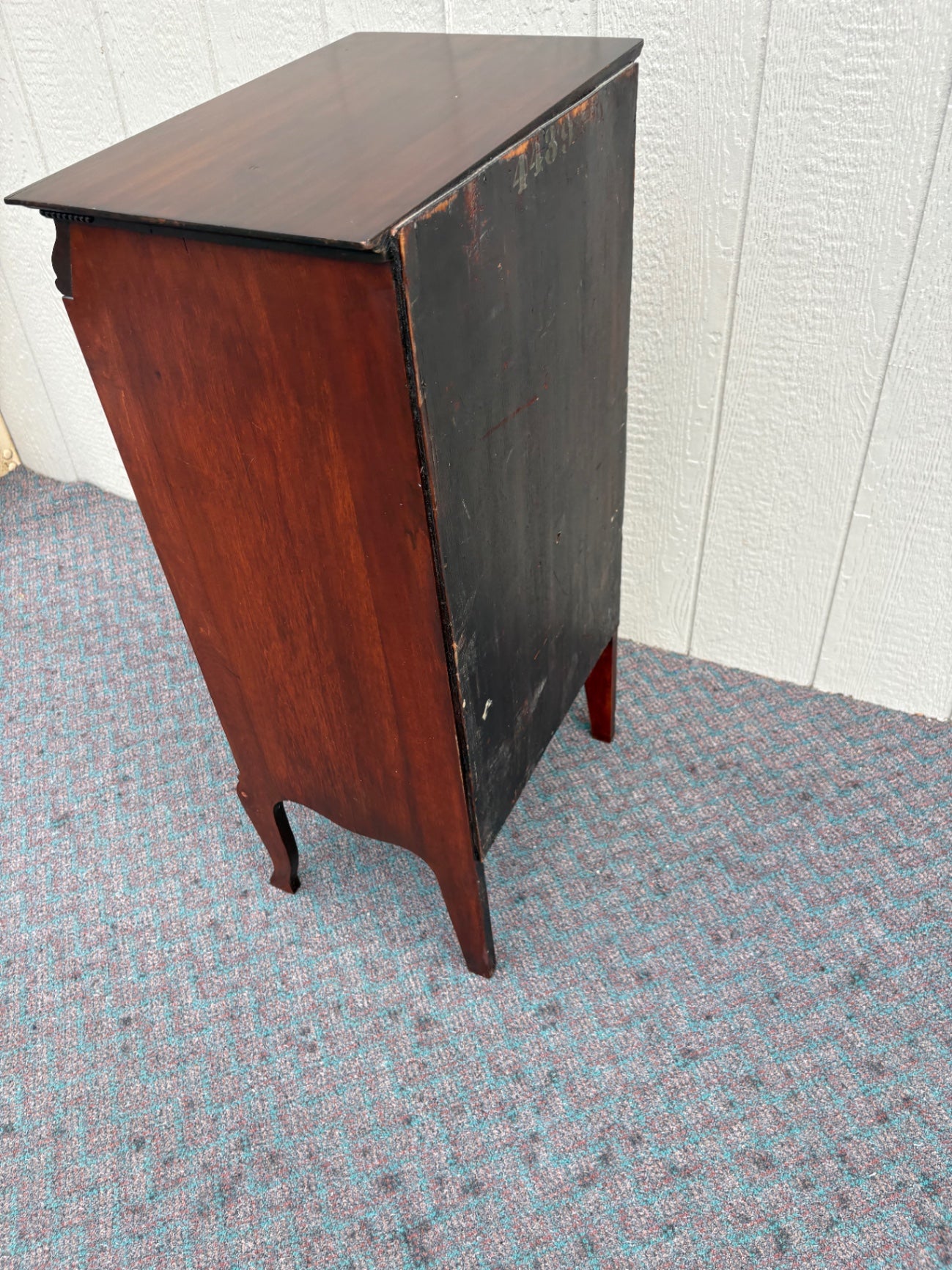 Antique Mahogany Sheet Music Cabinet with Carved Details