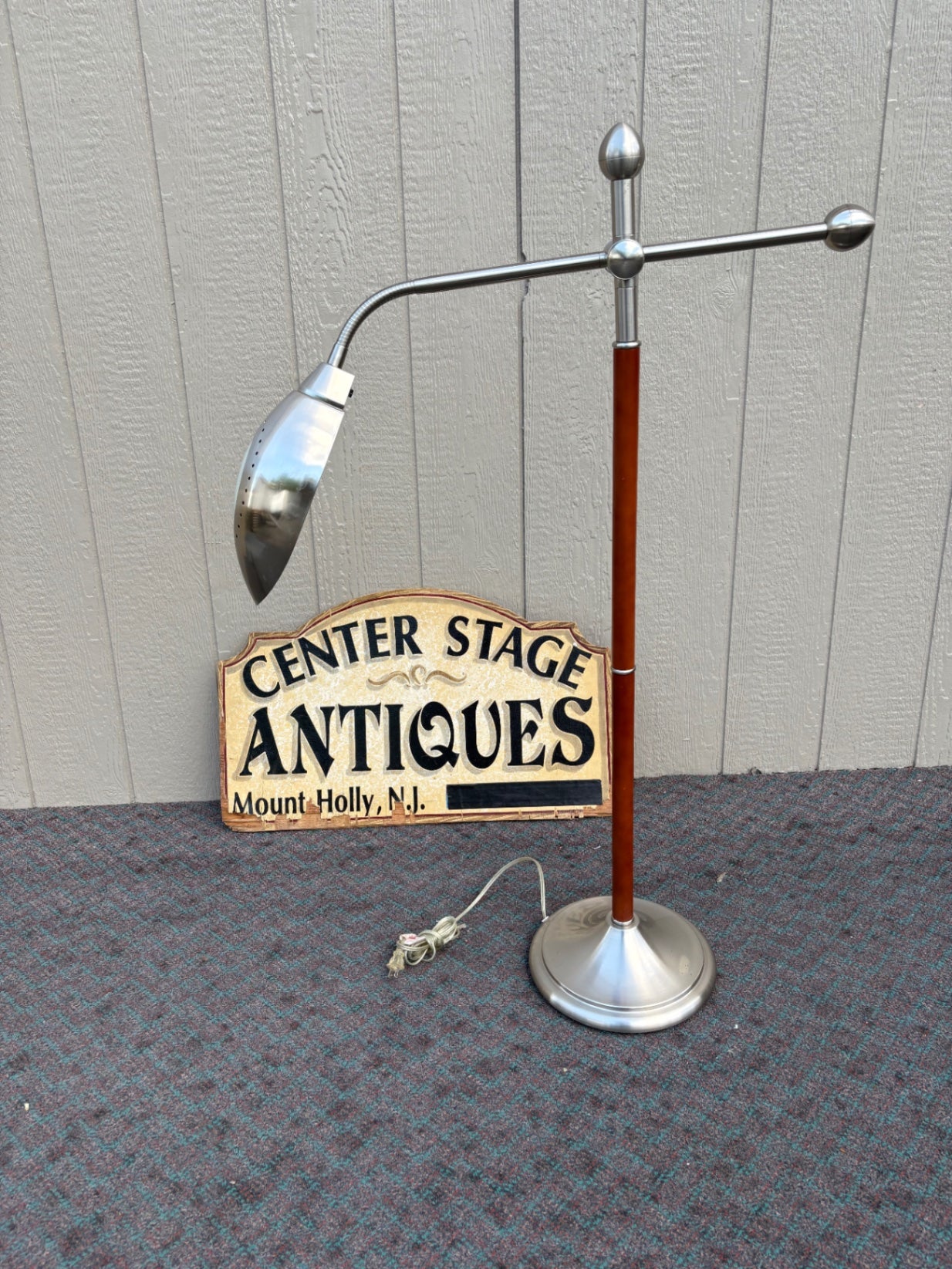68048 Mid-Century Modern Adjustable Floor Lamp with Metal and Wood