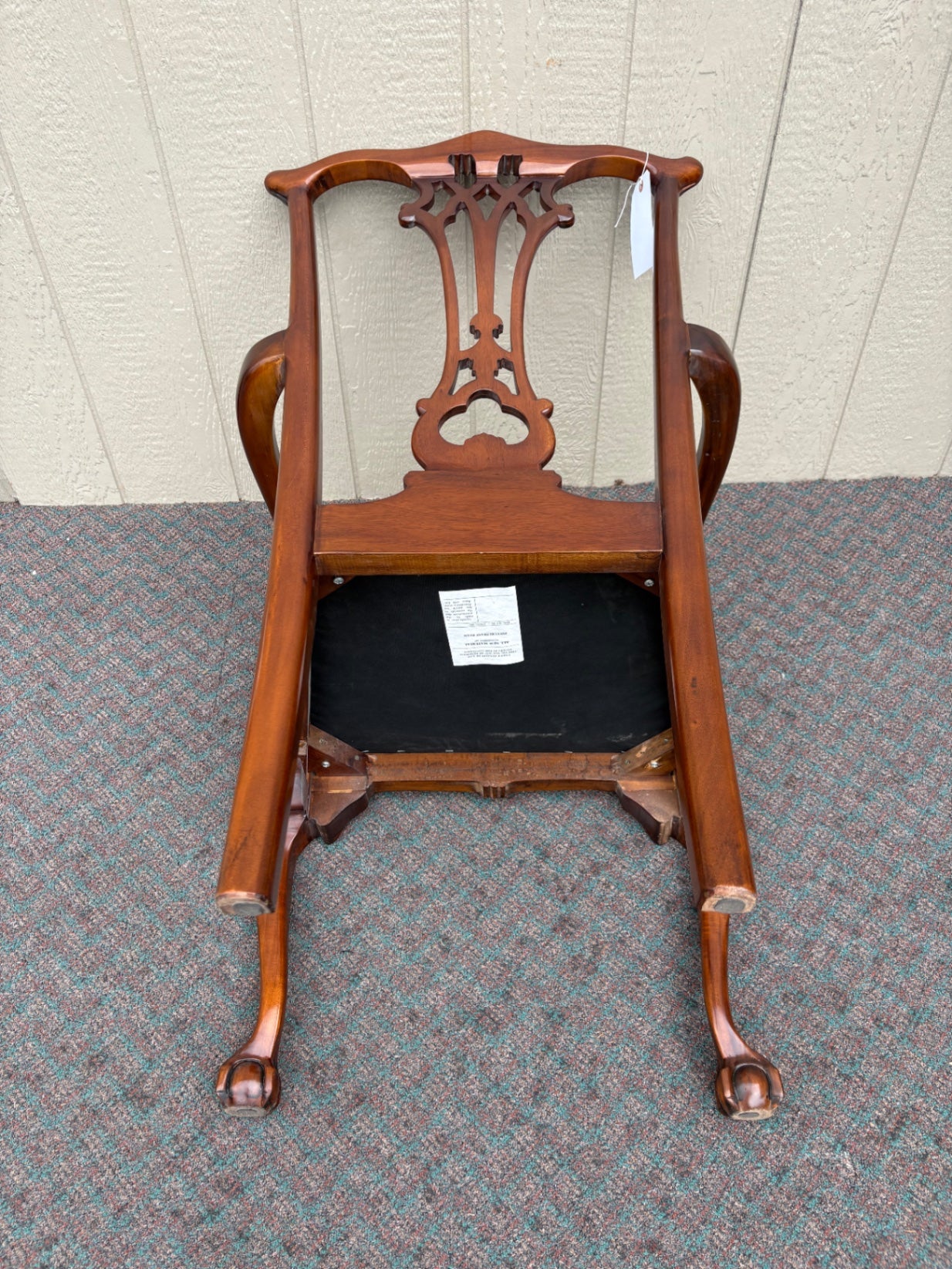 67637 Elegant Chippendale Style Mahogany Armchair with Carved Details