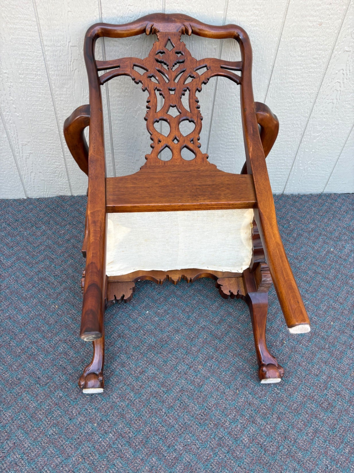 67770 Pair of Chippendale Style Armchairs with Carved Details