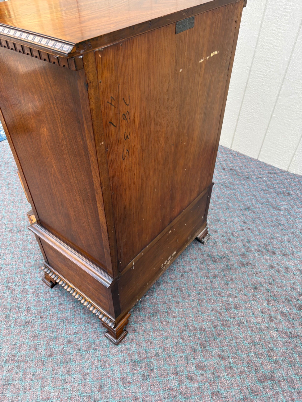67997 Ornate Walnut Chest of Drawers by Flints Horner bros. Fine Furniture