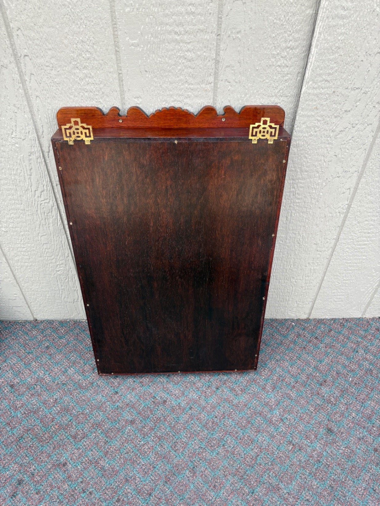 67960 Vintage Oriental Wall Shelf Curio Cabinet with Glass Door