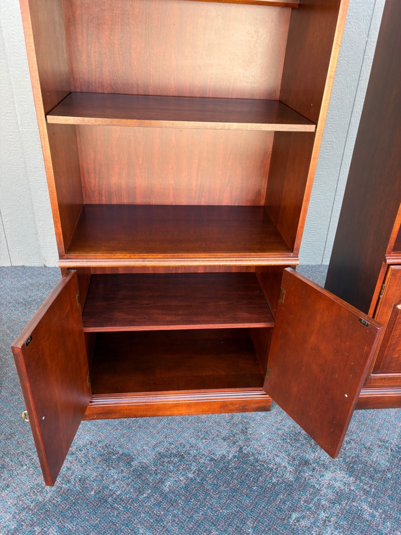 67482 Pair of Hooker Traditional Bookcase Cabinets in Rich Cherry Finish