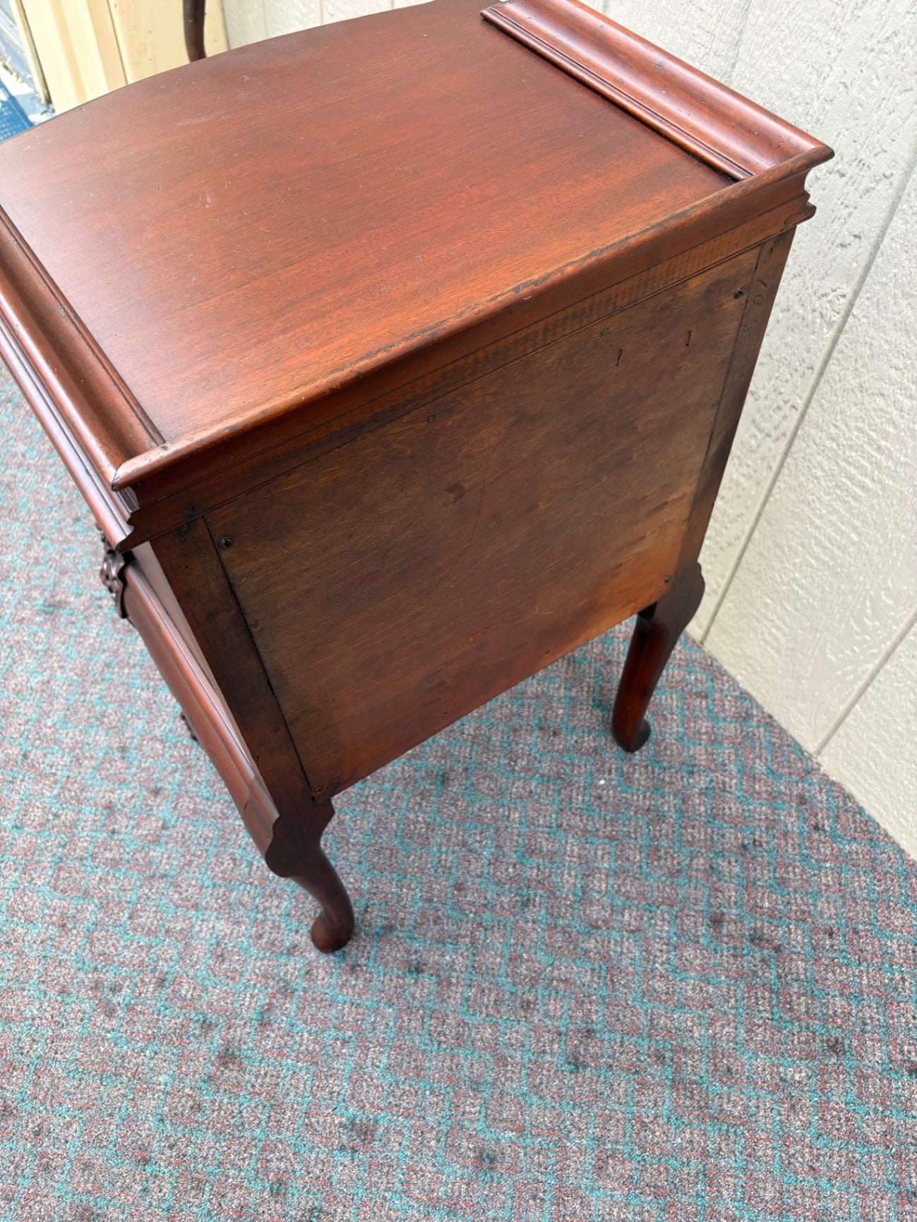 67928 Antique Mahogany Nightstand with Ornate Carved Details