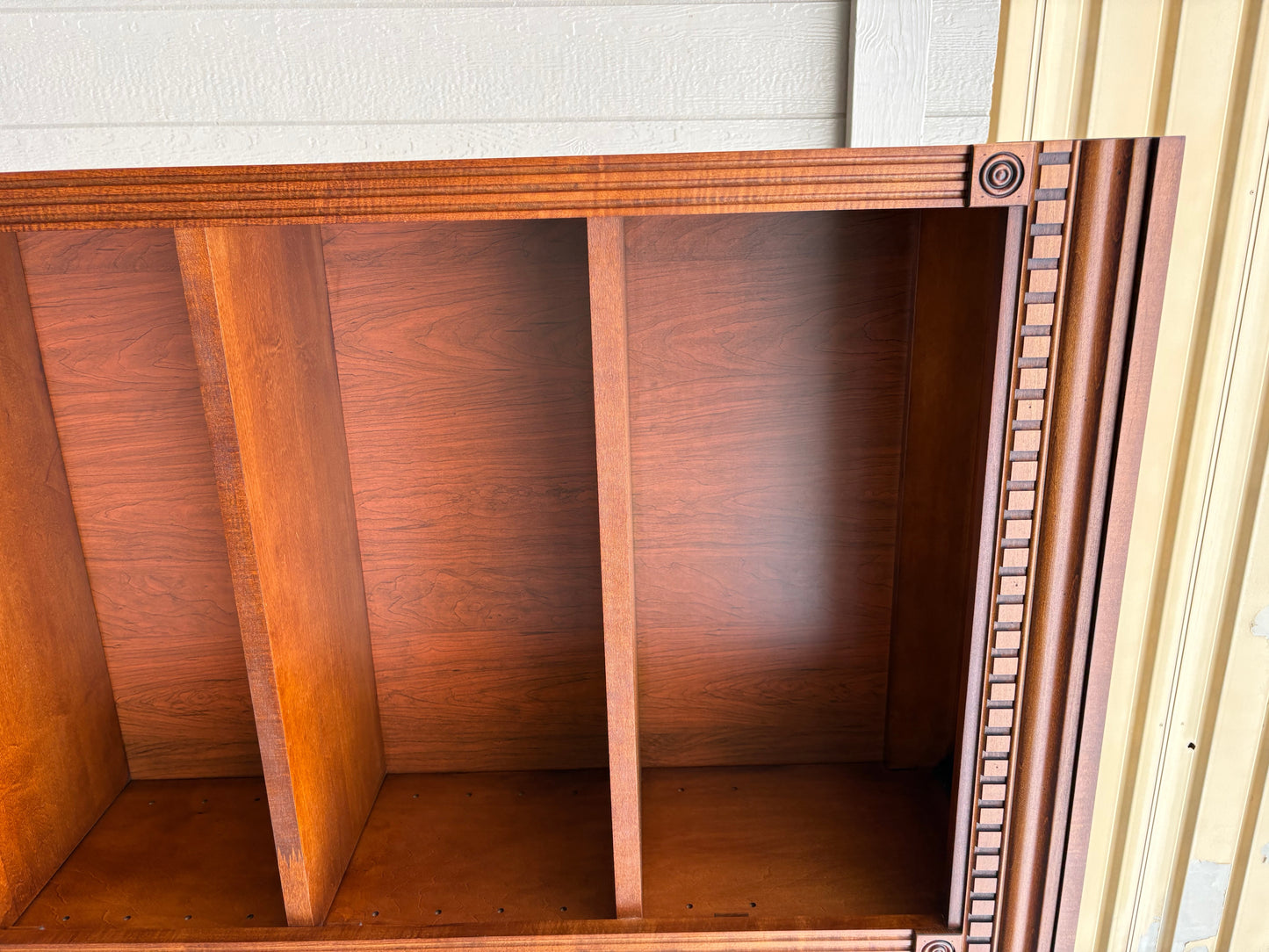 67735 Elegant Maple Bookcase with Decorative Trim and Five Shelves