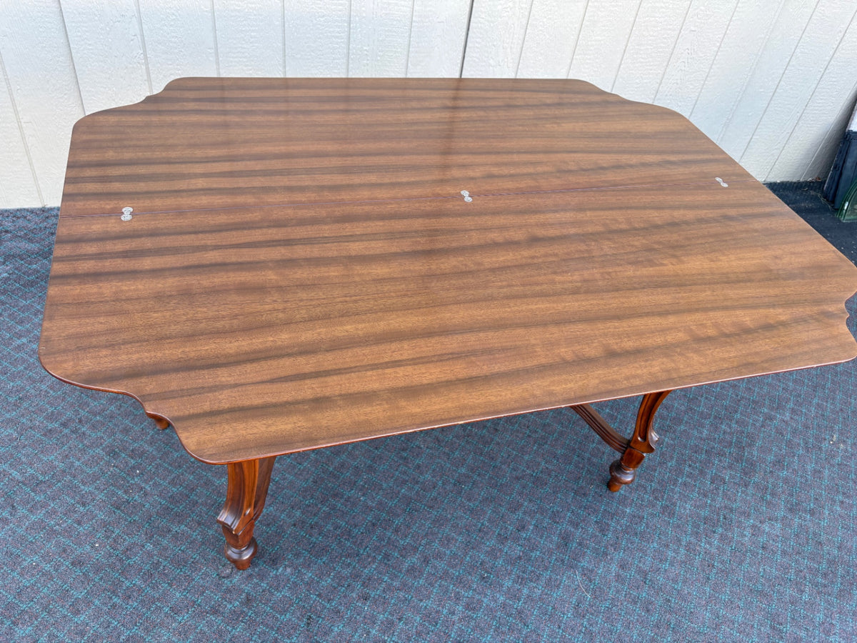 Flip Top Console Game Table with Carved Details