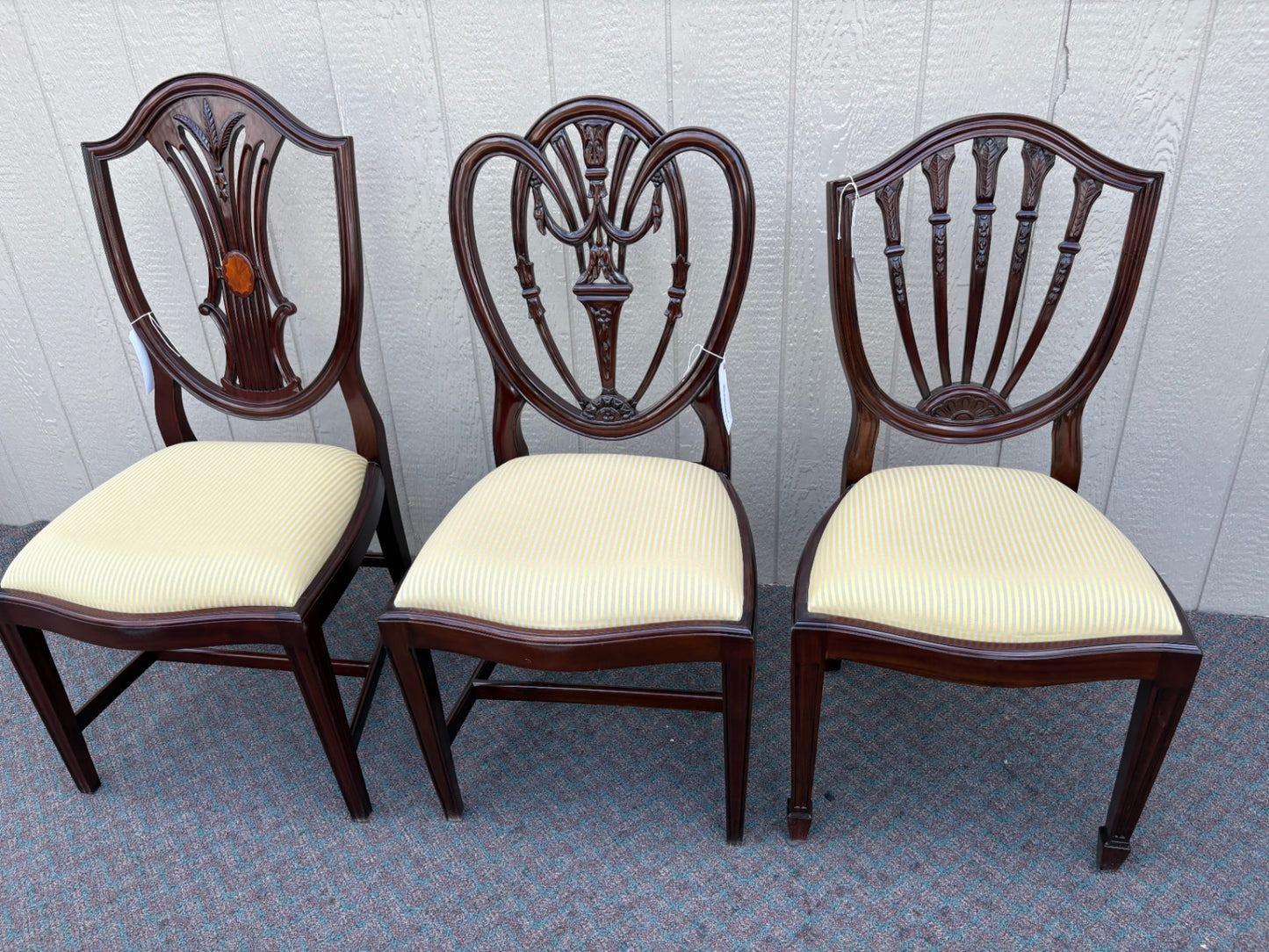67640 Mahogany Shield Back Side Chair with Yellow Upholstery