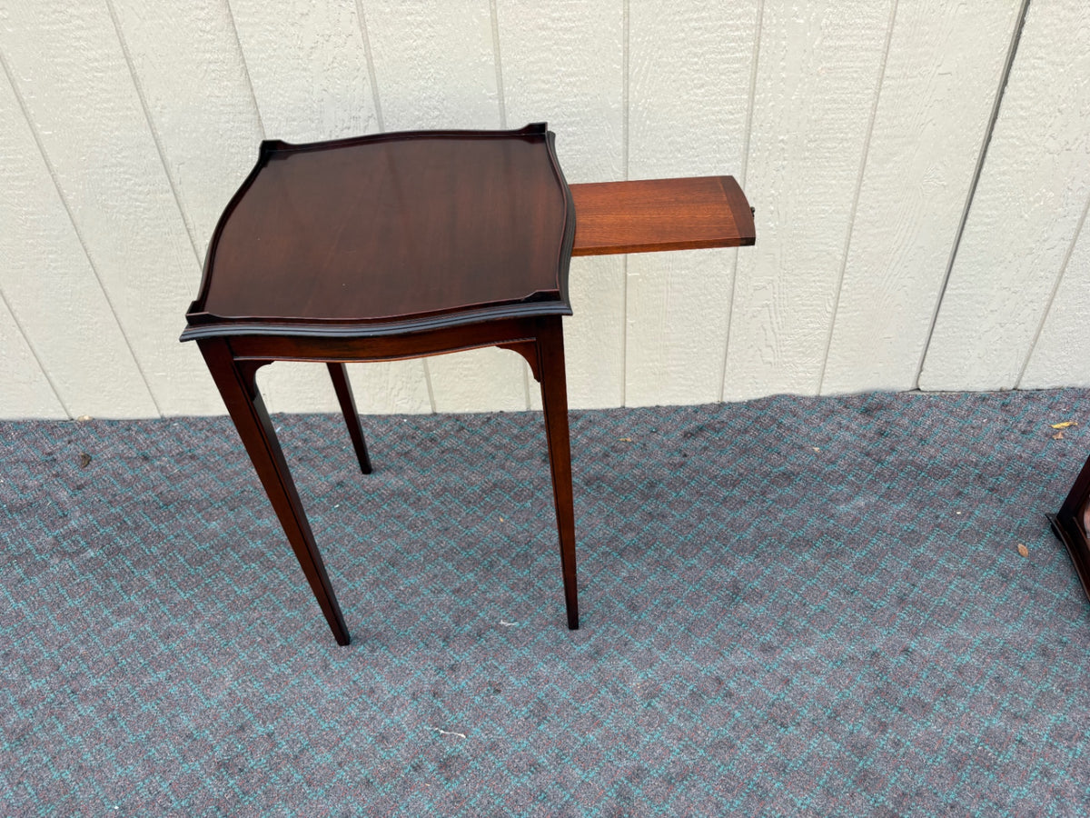 68160 Pair of Fine Arts Furniture Side Tables with Pull-Outs, Mahogany