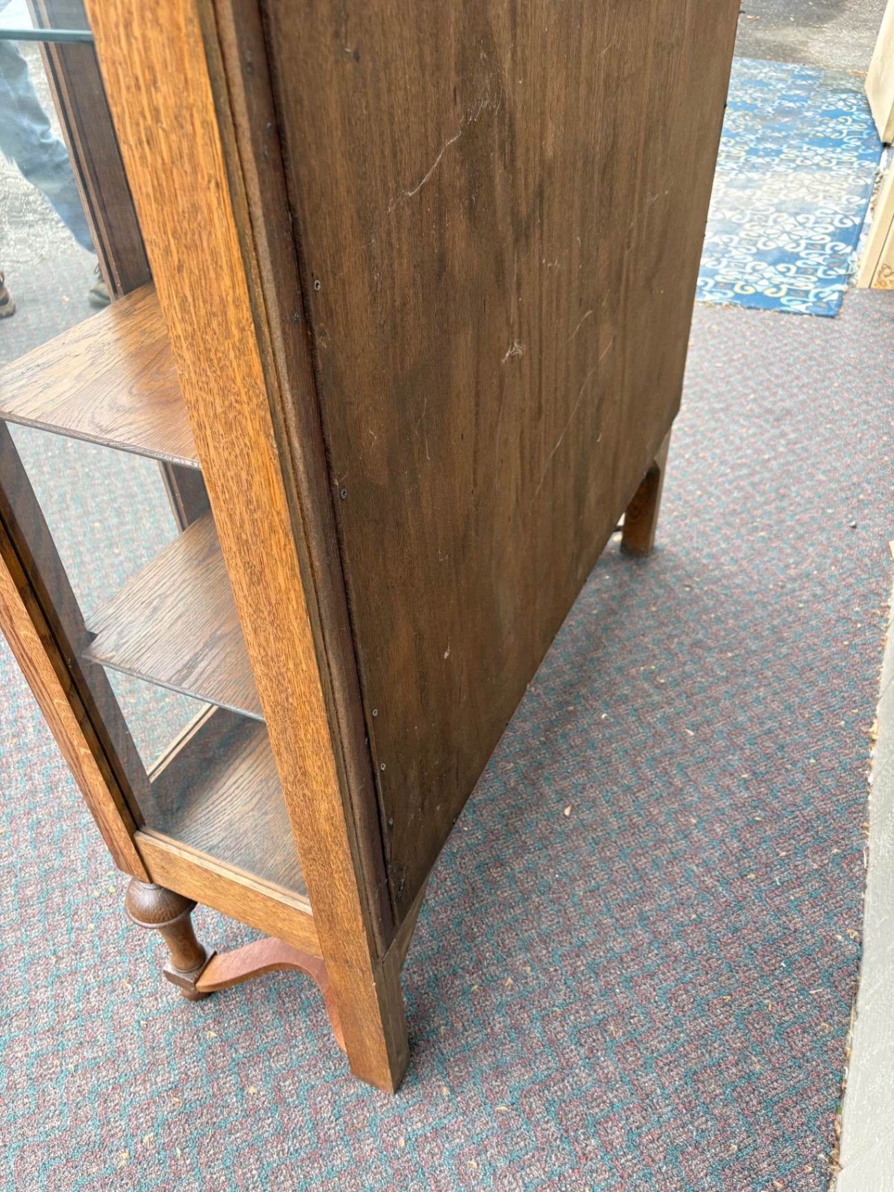 67789 Victorian Oak China Cabinet with Glass Doors and Shelves