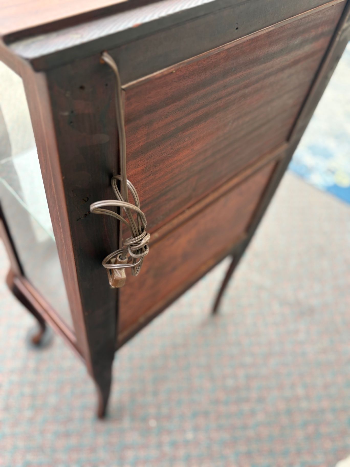 67679 Small Mahogany Curio Cabinet with Glass Shelves and Door