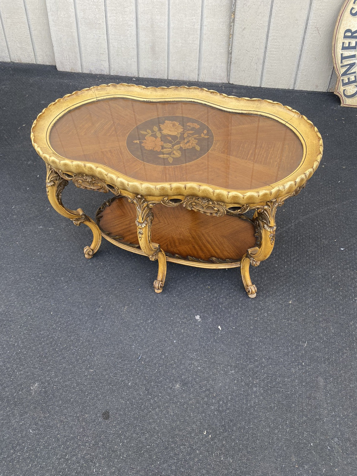 65653 Decorator Antique Tray Top Coffee Table Stand