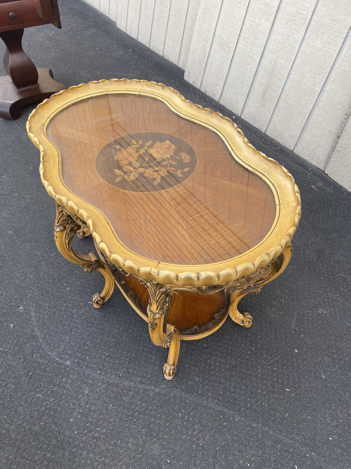 65653 Decorator Antique Tray Top Coffee Table Stand