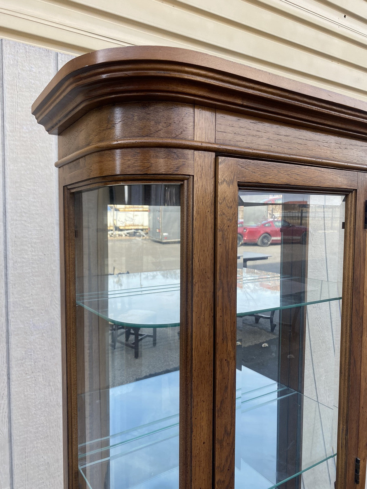 66240 Modern Pulaski Furniture Bow Glass Curio with Beveled Glass Front panels