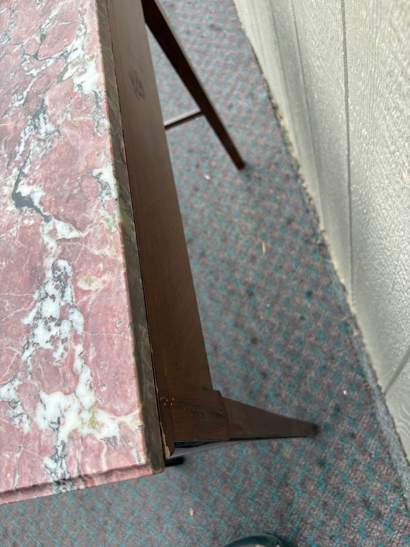Antique Console Table with Marble Top and Carved Details